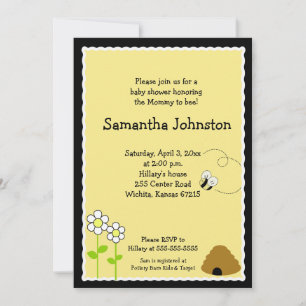 Invitación a Baby Shower de Bee Happy Bumblebee