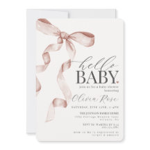 Invitación a Baby Shower de Beige Coquette Bow Chi