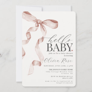 Invitación a Baby Shower de Beige Coquette Bow Chi