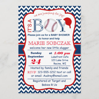 Invitación a Baby Shower de béisbol personalizable