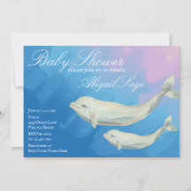 Invitación a Baby Shower de Beluga Whale Mom y Cal