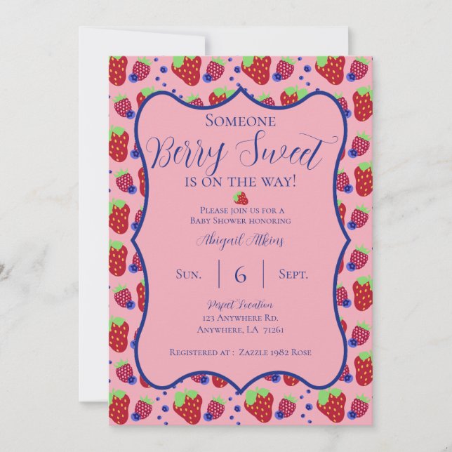 Invitación a Baby Shower de Berry Sweet (Anverso)