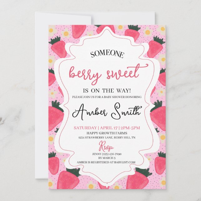 Invitación a Baby Shower de Berry Sweet (Anverso)
