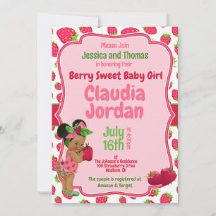 Invitación a Baby Shower de Berry Sweet Chica Stra