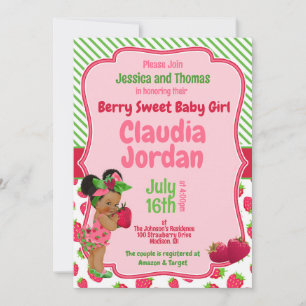 Invitación a Baby Shower de Berry Sweet Chica Stra