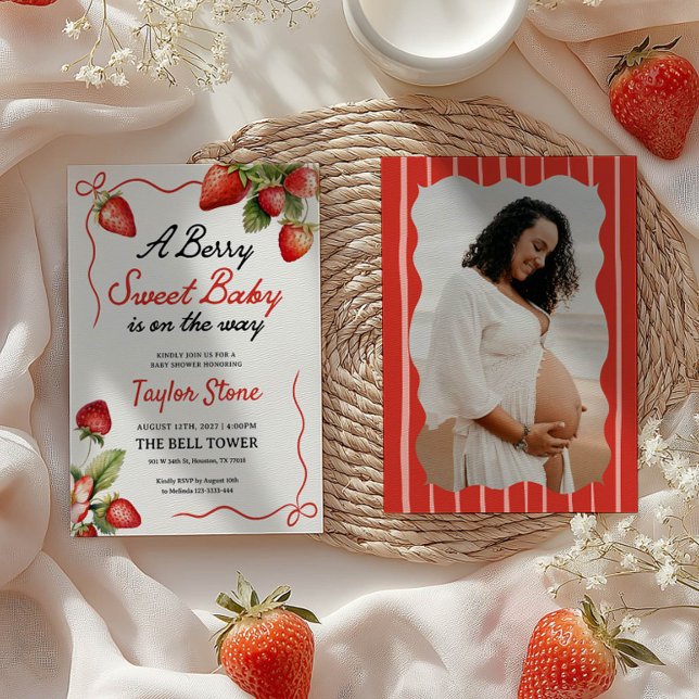 Invitación a Baby Shower de Berry Sweet con foto (Subido por el creador)
