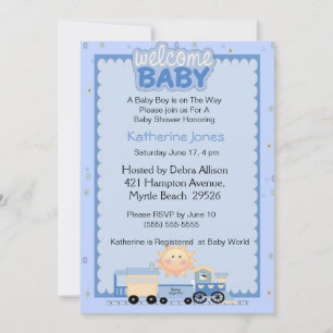 Invitación a Baby Shower de bienvenida a los trene