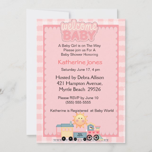 Invitación a Baby Shower de bienvenida a los trene (Anverso)