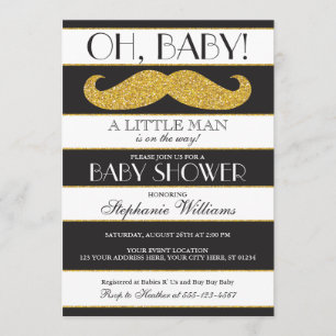Invitación a Baby Shower de bigote - Pequeño hombr