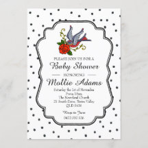 Invitación a Baby Shower de Bird Rockabilly