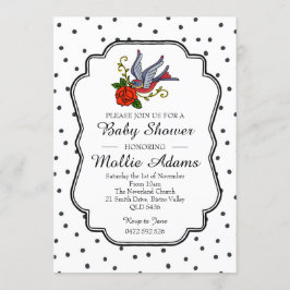 Invitación a Baby Shower de Bird Rockabilly