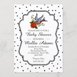 Invitación a Baby Shower de Bird Rockabilly