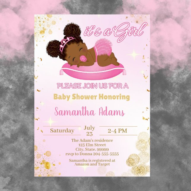 Invitación a Baby Shower de Black Princess (Subido por el creador)