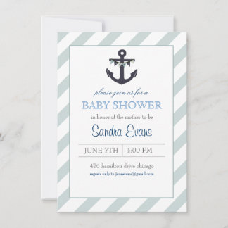 Invitación a Baby Shower de Blue Ahoy Anchor