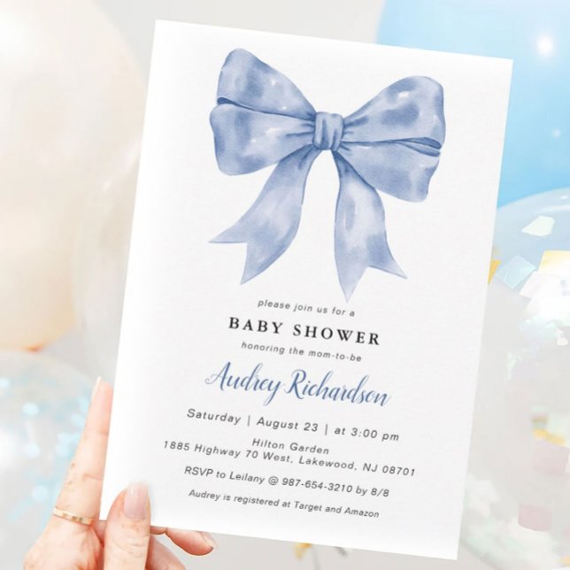 Invitación a Baby Shower de Blue Bow (Subido por el creador)