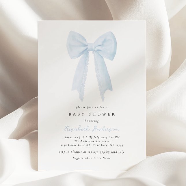 Invitación a Baby Shower de Blue Bow (Subido por el creador)