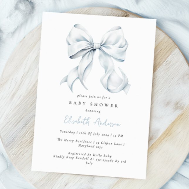 Invitación a Baby Shower de Blue Bow (Subido por el creador)