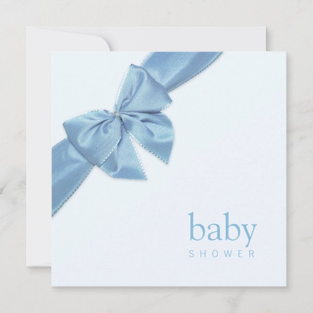 Invitación a Baby Shower de Blue Bow (Anverso)