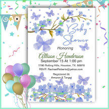 Invitación a Baby Shower de Blue Boy Butterfly
