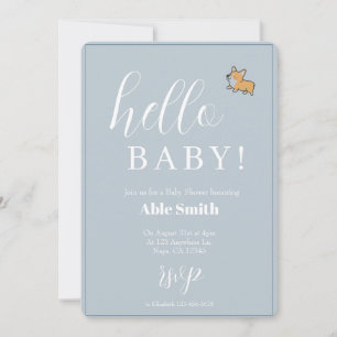 Invitación a Baby Shower de Blue Boy Corgi