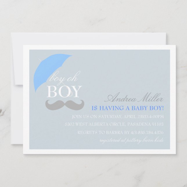 Invitación a Baby Shower de Blue Boy Oh Boy (Anverso)