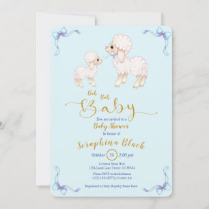 Invitación a Baby Shower de Blue Boy Ribbon Lamb