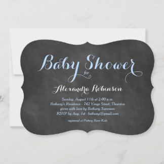 Invitación a Baby Shower de Blue Chalkboard