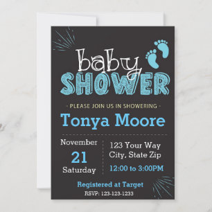 Invitación a Baby Shower de Blue Chalkboard