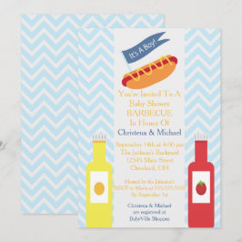 Invitación a Baby Shower de Blue Chevron Hotdog BB