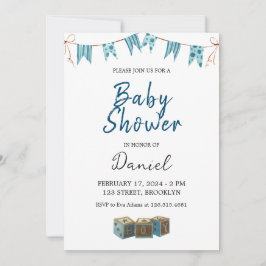 Invitación a Baby Shower de Blue Cute