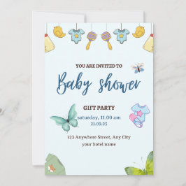Invitación a Baby Shower de Blue Cute