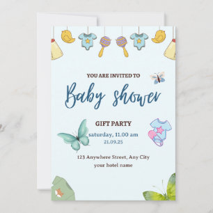 Invitación a Baby Shower de Blue Cute