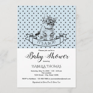 Invitación a Baby Shower de Blue Cute Kitten