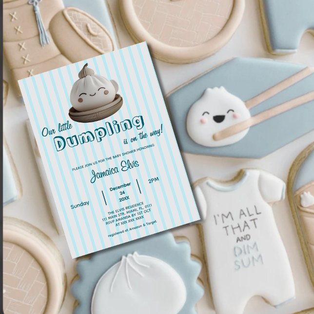 Invitación a Baby Shower de Blue Cute Little Dumpl (Subido por el creador)