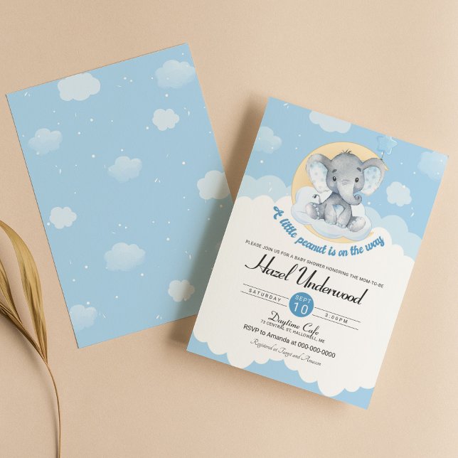 Invitación a Baby Shower de Blue Elephant Boy (Subido por el creador)