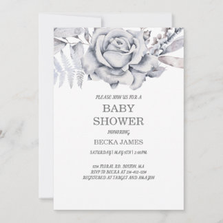 Invitación a Baby Shower de Blue Floral