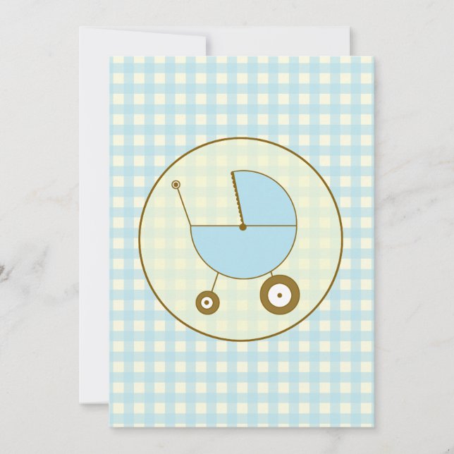 Invitación a Baby Shower de Blue Gingham (Anverso)