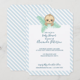 Invitación a Baby Shower de Blue Happy Baby Sloth