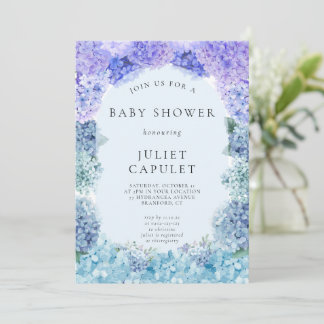 Invitación a Baby Shower de Blue Hydrangea