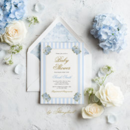 Invitación a Baby Shower de Blue Hydrangea
