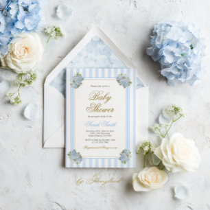 Invitación a Baby Shower de Blue Hydrangea