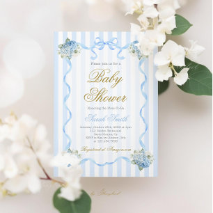 Invitación a Baby Shower de Blue Hydrangea