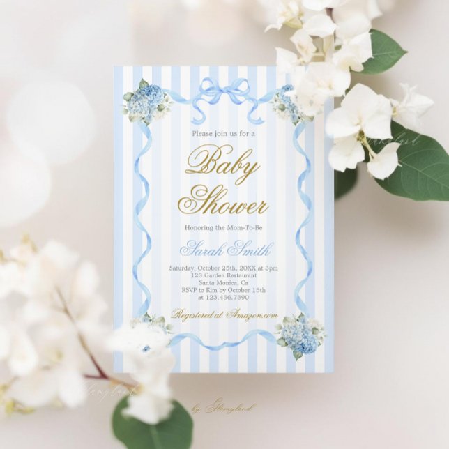 Invitación a Baby Shower de Blue Hydrangea (Subido por el creador)
