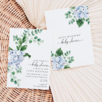 Invitación a Baby Shower de Blue Hydrangea Floral