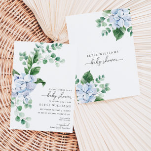 Invitación a Baby Shower de Blue Hydrangea Floral