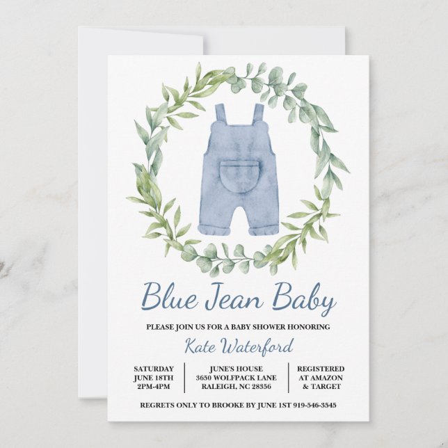 Invitación a Baby Shower de Blue Jean Global Denim (Anverso)