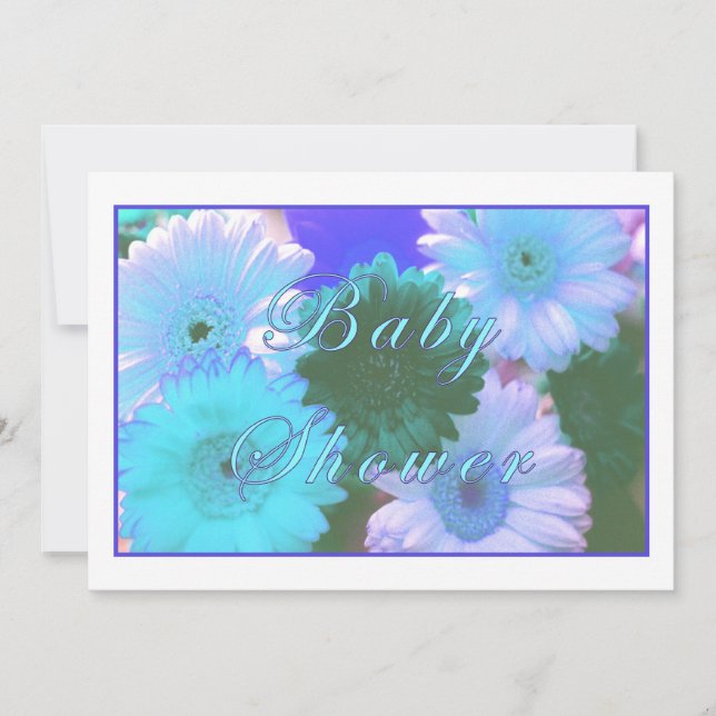 Invitación a Baby Shower de Blue Moon Daisy (Anverso)