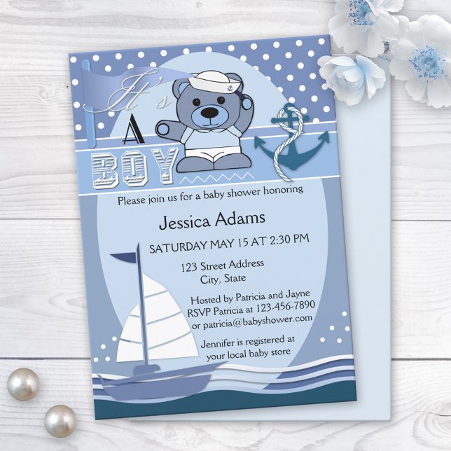 Invitación a Baby Shower de Blue Nautical Boy (Subido por el creador)