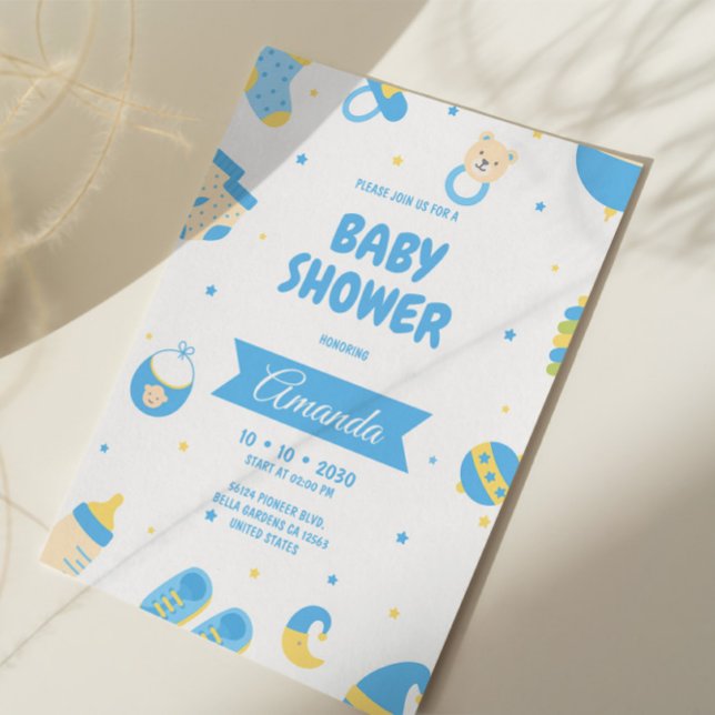 Invitación a Baby Shower de Blue Pastel (Subido por el creador)