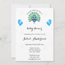 Invitación a Baby Shower de Blue Peacock
